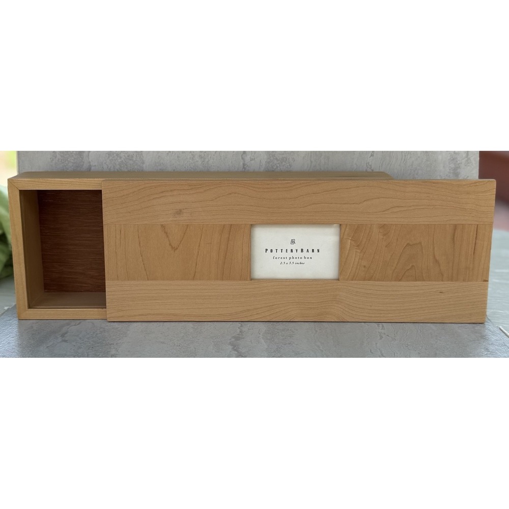 Vtg Pottery Barn Forest Photo Box Blonde Wood With 2.5 X 3.5 Photo Frame #8625 - Picture 7 of 10